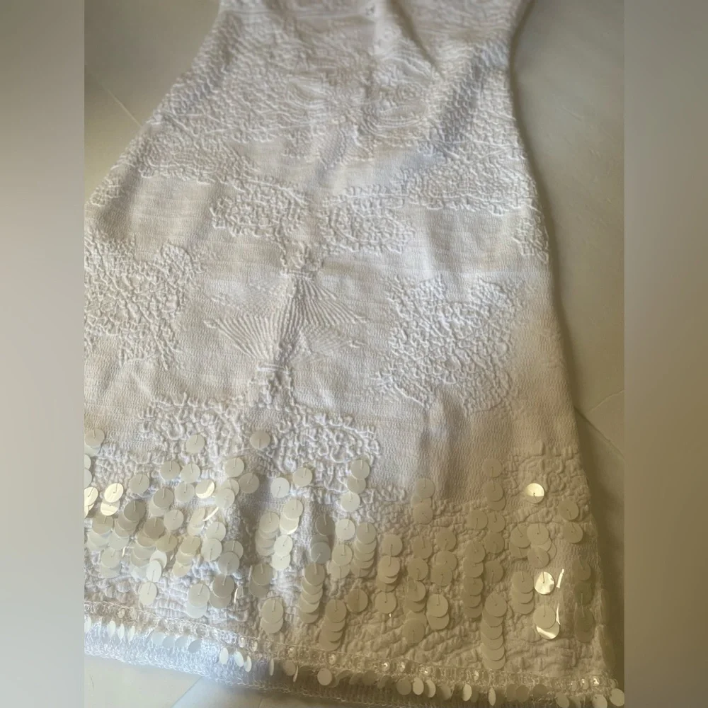 Vintage CHANEL 2006 Cruise White Jacquard Knit Midi Dress
